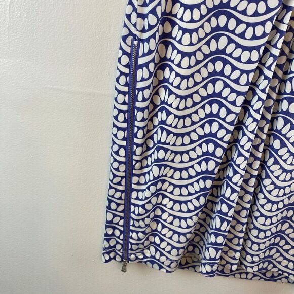 Donna Morgan Darleene Jersey Dress Purple Geometric Print Waves Size 6 Office - Picture 9 of 13